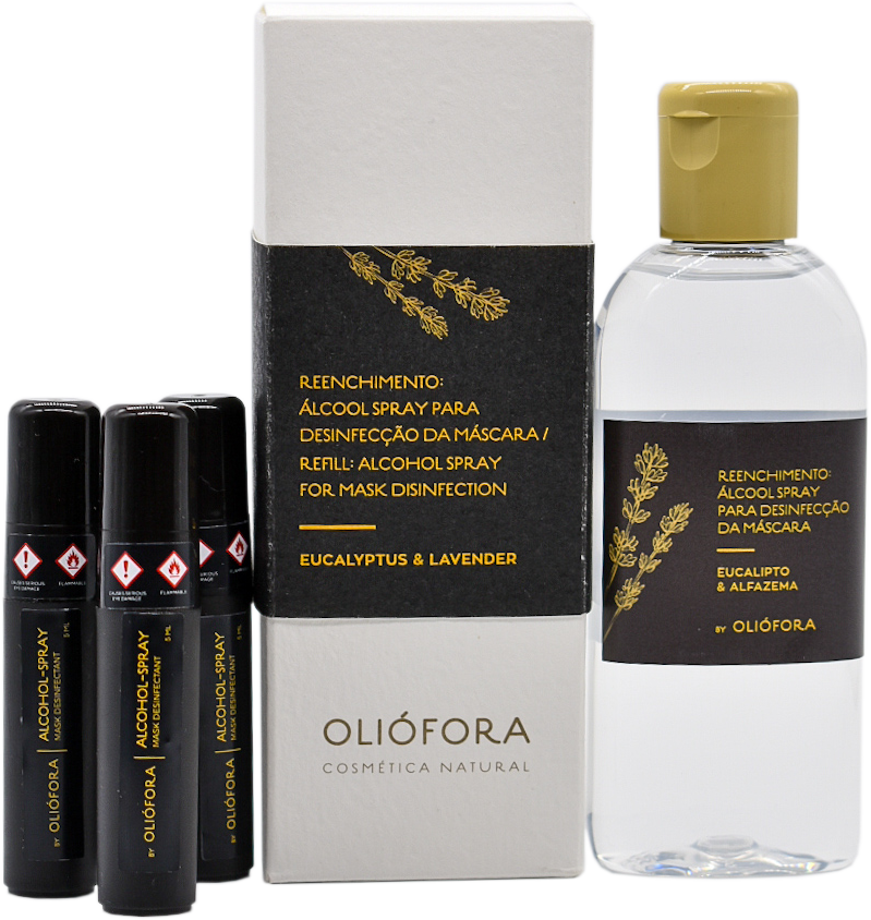 Conjunto para reenchimento – Álcool spray para desinfetar máscara "Eucalipto & Alfazema"